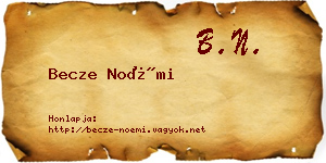 Becze Noémi névjegykártya